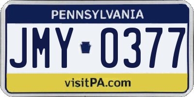 PA license plate JMY0377
