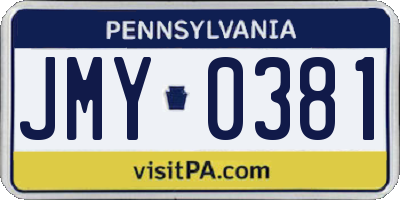 PA license plate JMY0381