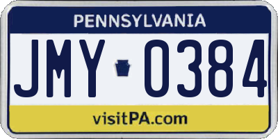 PA license plate JMY0384