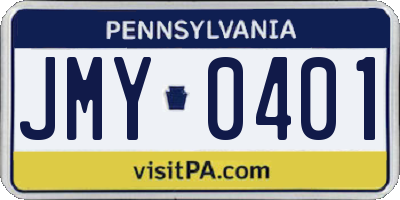 PA license plate JMY0401