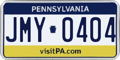 PA license plate JMY0404