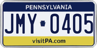 PA license plate JMY0405