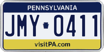 PA license plate JMY0411