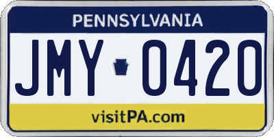 PA license plate JMY0420