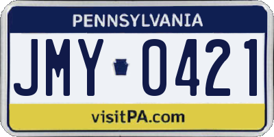 PA license plate JMY0421