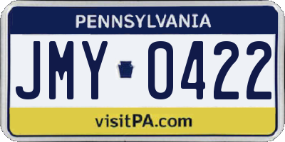 PA license plate JMY0422