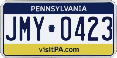PA license plate JMY0423