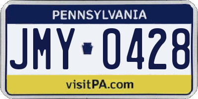 PA license plate JMY0428