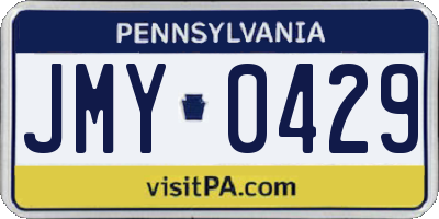 PA license plate JMY0429