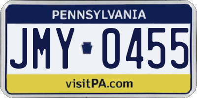 PA license plate JMY0455