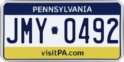 PA license plate JMY0492