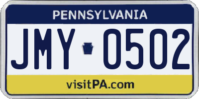 PA license plate JMY0502