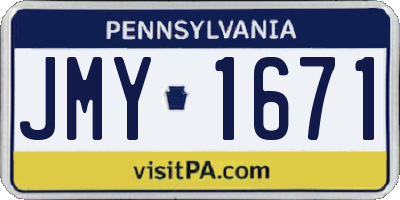 PA license plate JMY1671