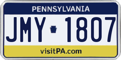 PA license plate JMY1807