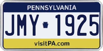 PA license plate JMY1925