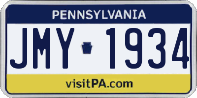 PA license plate JMY1934