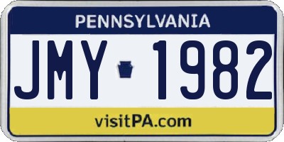 PA license plate JMY1982