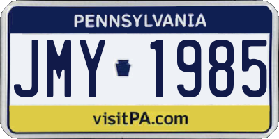PA license plate JMY1985