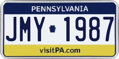 PA license plate JMY1987