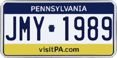 PA license plate JMY1989