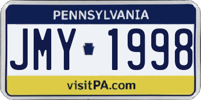 PA license plate JMY1998
