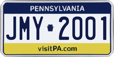 PA license plate JMY2001