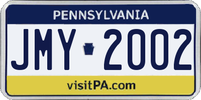 PA license plate JMY2002