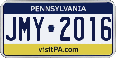 PA license plate JMY2016