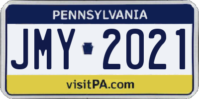 PA license plate JMY2021
