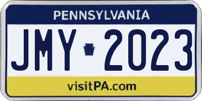 PA license plate JMY2023