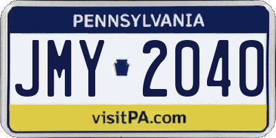 PA license plate JMY2040