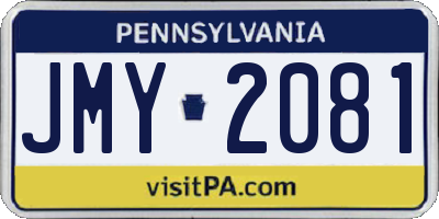 PA license plate JMY2081