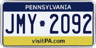 PA license plate JMY2092