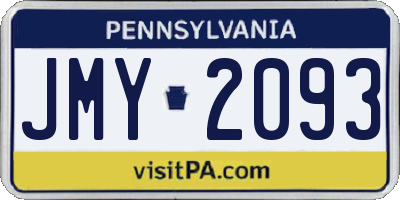 PA license plate JMY2093