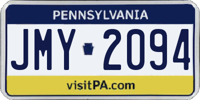 PA license plate JMY2094