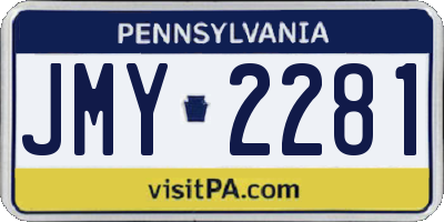 PA license plate JMY2281