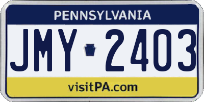 PA license plate JMY2403
