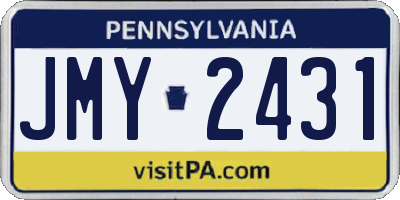 PA license plate JMY2431