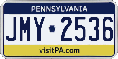 PA license plate JMY2536