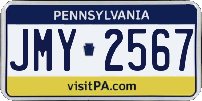 PA license plate JMY2567