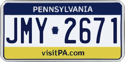 PA license plate JMY2671