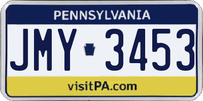 PA license plate JMY3453