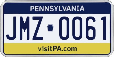 PA license plate JMZ0061
