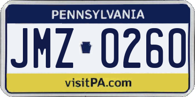 PA license plate JMZ0260