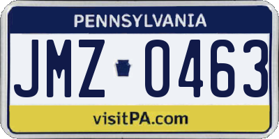 PA license plate JMZ0463