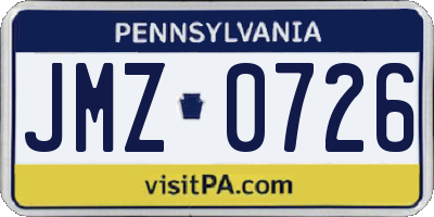 PA license plate JMZ0726