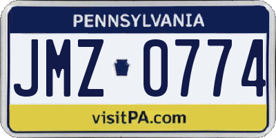 PA license plate JMZ0774