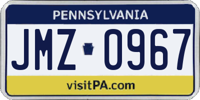 PA license plate JMZ0967