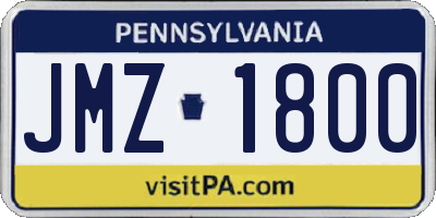 PA license plate JMZ1800