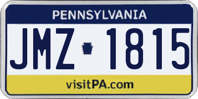 PA license plate JMZ1815